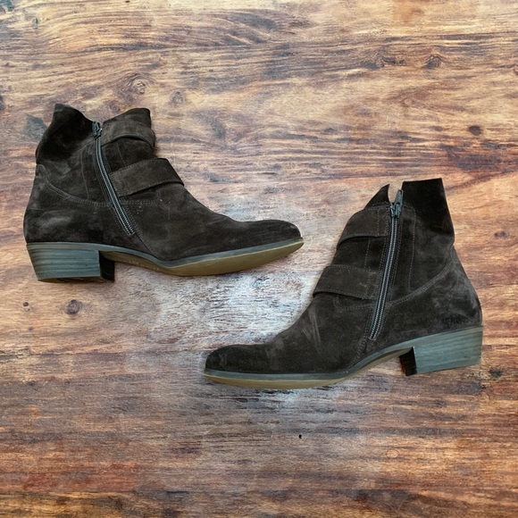 Paul Green Chocolate Brown Suede Booties - Picture 2 of 7